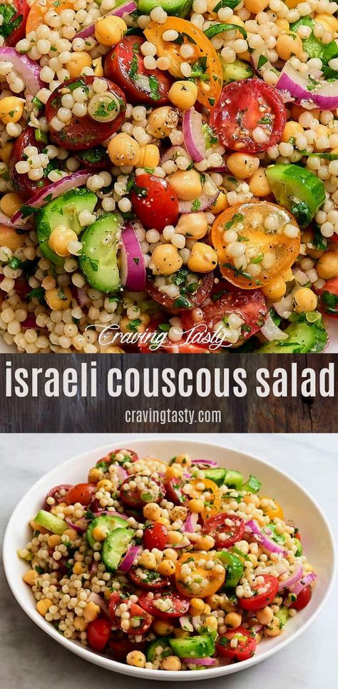 Indulge in the vibrant flavors of the Mediterranean with this Israeli Couscous Salad from Craving Tasty. Perfect for a light lunch or a refreshing side dish, this salad combines fluffy couscous with fresh vegetables, aromatic herbs, and a zesty dressing. Easy to prepare and bursting with taste, it's a delightful way to enjoy a healthy meal that's both satisfying and delicious. Whether you're hosting a summer gathering or looking for a nutritious meal prep option, this salad is sure to impress. Craving Tasty, Couscous Salad Recipes, Olive Oil Dressing, Oil Dressing, Couscous Salat, Couscous Recipes, Couscous Salad, Refreshing Salad, Photography Images