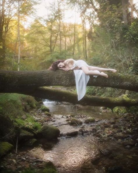 Model In Forest Photoshoot, Woman In The Woods Photography, Dress In Forest Photoshoot, Woodland Photography Model, Forestry Photoshoot, Ethereal Forest Photo Shoot, Whimsical Forest Photoshoot, Photoshoot In Creek, Creative Shoots Photography