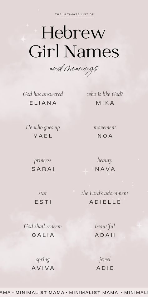 Searching for the best Hebrew girl names with meaning? I'm a professional baby names writer and *THESE* are my favorite Hebrew baby girl names for 2024. Whether you love unique baby names, or more popular baby names, there are tons of modern baby names to choose from on my list - you are SURE to find something you love! (PIN these cute baby names for later!)