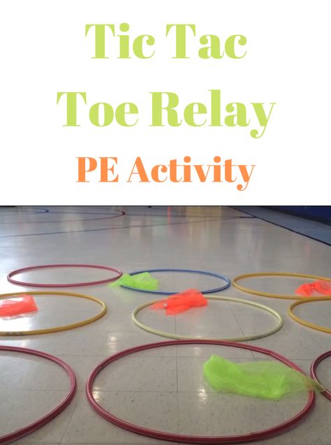 Best Pe Games For Elementary, Relay Races For Preschoolers, Pe Games For 1st Grade, Pe Relay Race Ideas, Pe Ideas For Kindergarten, Tic Tac Toe Relay Race, Team Relay Games, Elementary Physical Education Activities, Indoor Pe Games Elementary