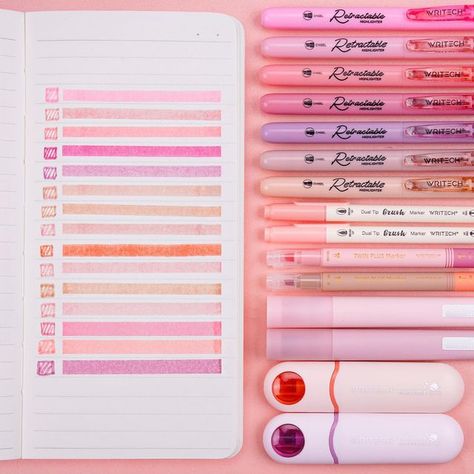 Writech on Instagram: "𝗣𝗶𝗻𝗸 𝗣𝗲𝗻 𝗥𝗼𝘂𝗻𝗱𝘂𝗽!💓 -Retractable highlighters -Dual brush pens -Twin plus marker【New items coming soon】 -Aesthetic color highlighters -Astronaut highlighters Who is the huge fan of pink pens? Comment with 🙌 if you are a pink lover!" Pink Highlighter Pen, Pink Highlighter Marker, Writech Retractable Highlighters, Pink Highlighter, Pink Marker, Pink Academia, School Pens, Pink Pens, Frixion Pens