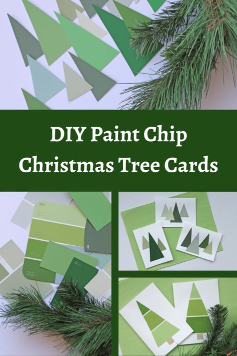 Cards Using Paint Chips, Paint Sample Cards Ideas, Paint Chip Christmas Crafts, Paint Chip Christmas Cards, Paint Chip Cards Ideas, Paint Chips Crafts, Paint Chip Ornaments, Paint Chips Diy, Paint Chip Cards