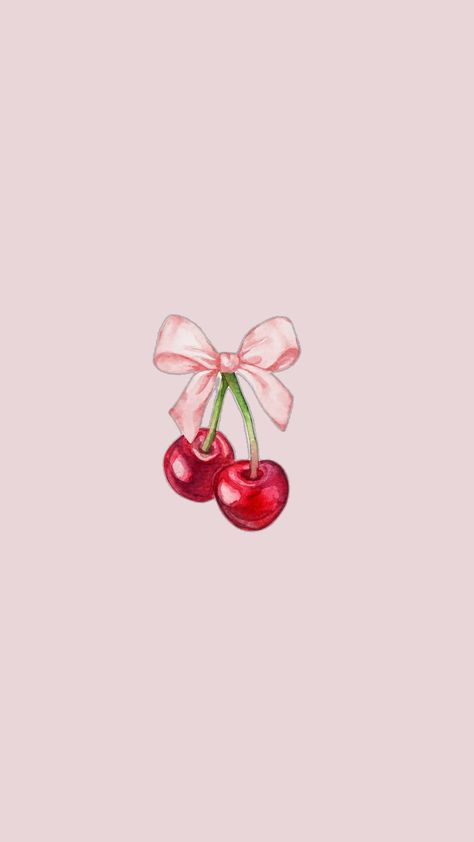 cherry bow wallpaper Red Girly Aesthetic Wallpaper, Cherry Background Iphone Wallpaper, Cherry Bow Wallpaper, Cerise Aesthetic, Cherry Aesthetic Wallpaper, Aesthetic Cherries, Cherry Vibes, Cherry Png, Summer Prints Wallpaper