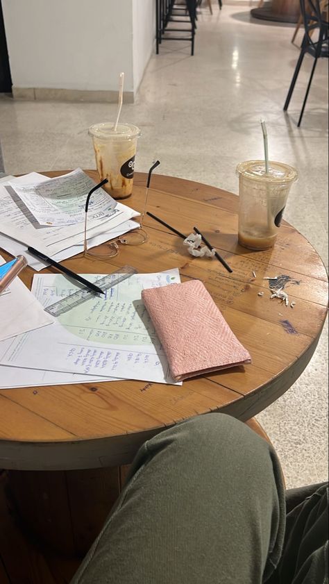 Messy Coffee Table, Messy Study Table Aesthetic, Messy Study Table, Coffee Study, Studying Aesthetic, Desk Cover, Messy Desk, Costa Coffee, Study Session