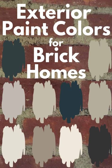 10 exterior paint colors for brick homes. Whether these colors are used on the exterior trim, front doors, shutters or siding, they all complement the colors and tones of red brick Red Brick Colour Scheme, Exterior Paint For Red Brick House, Red Brick Black Trim, Red Brick Exterior Color Schemes, Brick Exteriors, Brick Colour, Red Brick House Exterior, Red Brick Exteriors, Painted Brick Exteriors