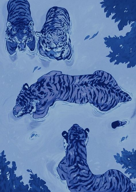 Aesthetic Tiger Wallpaper, Blue Tiger Wallpaper, Tiger Art, Wow Art, Arte Fantasy, New Wall, Pretty Art, Cat Art, Aesthetic Art