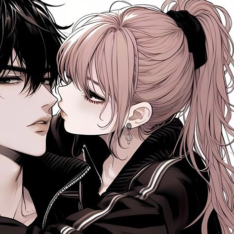 Black Aesthetic Matching Pfp, Pdp Couple Anime, Emo Couple Art, Hot Matching Pfp, Family Matching Pfp, Matching Pfp Emo, Pp Couple Aesthetic, Black Hair Pfp, Couples Icons Aesthetic