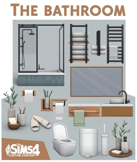 Baño – Mundo Sims Sims 4 Bath Shower Combo Cc, Maxis Match Sims 4 Cc Bathroom, Sims 4 Build Cc Packs, Thermostat Sims 4 Cc, Japandi Sims 4 Cc, Sims 4 Wall Clutter, Sims 4 Maxis Match Bathroom, Sims 4 Building Mods, Island Sims 4 Cc