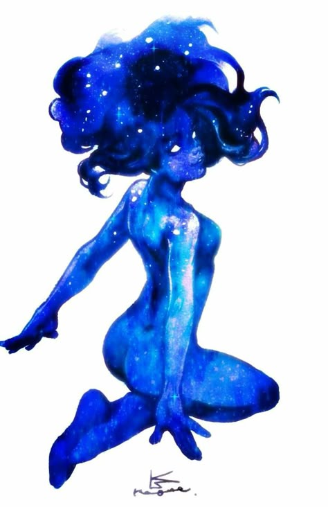 Star Lady Art, Nebula Character Design, Ice Goddess Art, Cosmic Beings Art, Galaxy Woman Art, Star People Art, Cosmic Character Design, Water Magic Art, Galaxy Girl Art