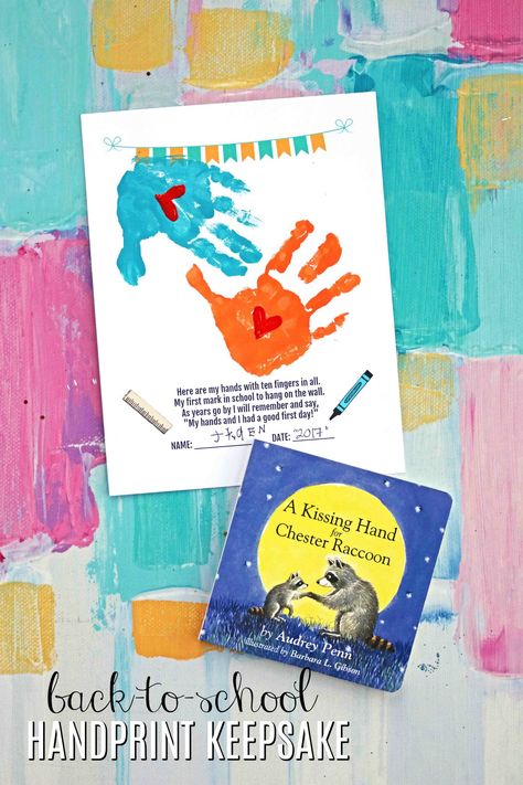 Back To School Handprint Keepsake Printable Handprint First Day Of School, First Day Of School Handprint Craft, Kindergarten Handprint Poem, First Day Handprint Printable, Beginning Of School Handprint Craft, Back To School Poem, School Keepsake, Poems About School, Preschool First Day