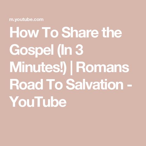 How To Share the Gospel (In 3 Minutes!) | Romans Road To Salvation - YouTube Romans Road To Salvation, Roman Road To Salvation, Romans Road, Salvation Tattoo, Sharing The Gospel, Share The Gospel, Road Kids, Roman Roads, Bible Reading Plan