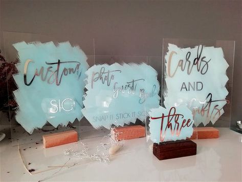 Wedding Sign Bundle Custom Clear Acrylic Sign Glass Look Table | Etsy Clear Acrylic Sign, Calligraphy Sign, Rose Gold Wedding Decor, Custom Bar Signs, Calligraphy Signs, Acrylic Signage, Wedding Painting, Gold Wedding Decorations, Engagement Announcement