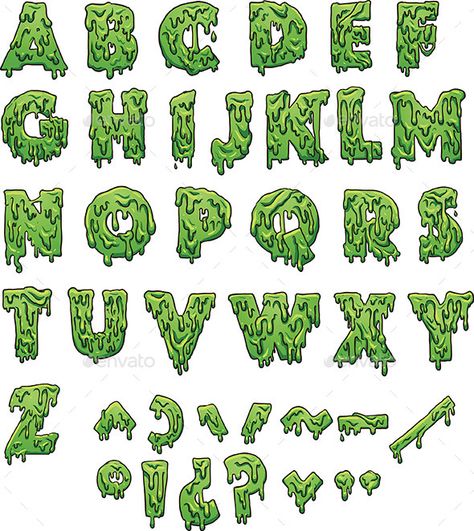 Green slime letters. Vector clip art illustration with simple gradients. Each element on a separate layer. EPS10 file included. Drip Graffiti Letters, Drippy Letters Alphabet, Slime Letters, Slime Tattoo, Cool Fonts Alphabet, Letters Graffiti, Alphabet Graffiti, Graffiti Lettering Alphabet, Graffiti Art Letters