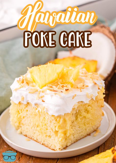 Hawaiian Poke Cake, Dessert Pineapple, Aloha Cake, Holiday Deserts, Coconut Poke Cakes, Hawaiian Poke, Hawaiian Desserts, Banana Pudding Poke Cake, Pineapple And Coconut