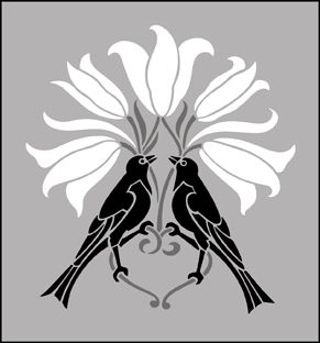 Click to see the actual DE143 - Motif No 35 stencil design. Birds Silhouette, Stencils Online, Bird Stencil, Birds Pattern, Stencil Projects, Stencil Printing, Library Art, Pattern Cross Stitch, Black Birds