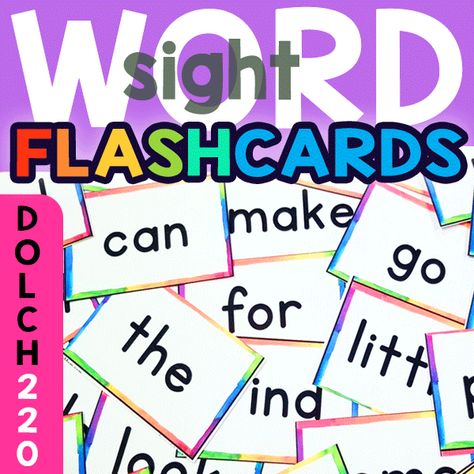 Dolch 220 Sight Word List & Flash Cards Kindergarten Sight Words Flash Cards, Kindergarten Mom, Word Flashcards, Reading Printables, Pre Primer Sight Words, Sight Word Fun, Space Font, Sight Word Sentences, Sight Words Printables