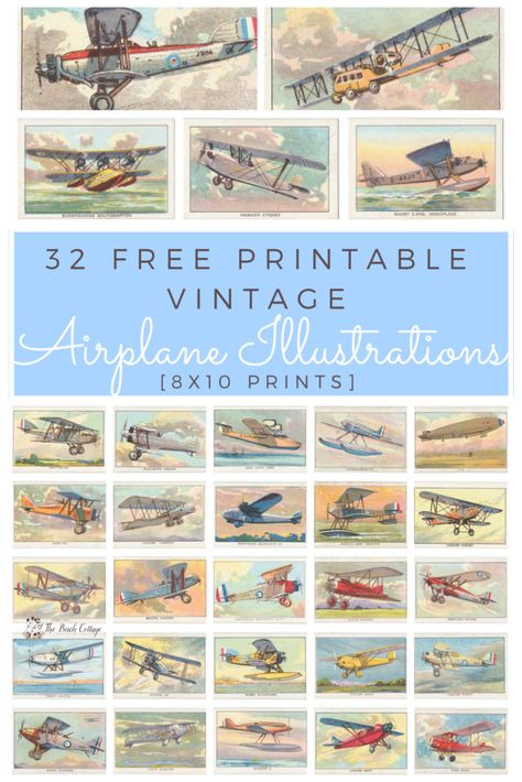 Free Airplane Printables, Vintage Plane Nursery, Boy Desk, Airplane Printable, Man's Office, Airplane Bedroom, Airplane Boys Room, Vintage Airplane Prints, Vintage Airplane Nursery