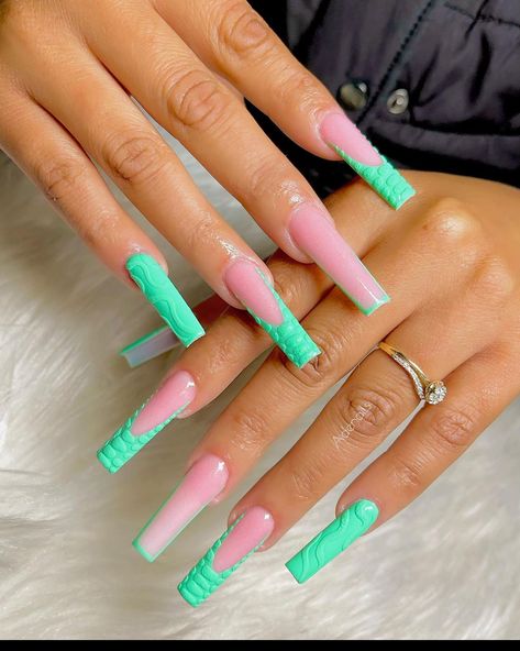 Long Square Coffin Acrylic Nails, Nails Wallpaper Aesthetic, Pink And Green Nails Design, Acrylic Toe Nails, Drip Nails, Ombre Acrylic Nails, Colored Acrylic Nails, Simple Acrylic Nails, Dope Nail Designs