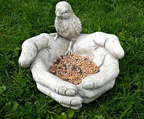 Bird Bath Bowl, Water Decor, Bird Feeding Station, Squirrel Feeder, Wild Bird Feeders, Theme Nature, Outdoor Gifts, Hand Sculpture, Open Hands