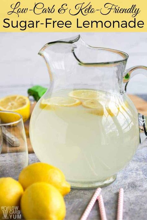 No Carb Drinks, Keto Lemonade Recipe, Low Sugar Lemonade, Lemonade Recipe With Stevia, Keto Mocktail Recipe, Sugar Free Drink Recipes, Sugar Free Lemonade Recipe, Drinks For Diabetics, Keto Juice