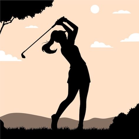 Free vector flat design golfer silhouett... | Free Vector #Freepik #freevector #golfer-silhouette #golfer #golf #golf-club Golf Silhouette, Golfer Silhouette, Golf Cookies, Mexico Tattoo, Golf Images, Bubble Drawing, Golf Women, Golf Stuff, Sign Logo