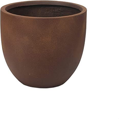 LuxenHome 10" Round Rustic Brown Stone Planter, Flower Pots for Front Porch, Indoor Outdoor Use in Patio Living Room Garden Courtyard Patio Living Room, Stone Planter, Scandinavian Rustic, Living Room Garden, Rustic French Country, Garden Courtyard, Casual Art, Stone Planters, Room Garden