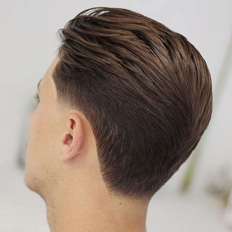 Hairstyles For Men Classic, Classy Haircut For Men, Slick Back With Fade, Trim Haircut Men, Classic Haircut Men Classy, Medium Haircut Men, Mens Comb Over Haircut, Classic Mens Haircut, Very Short Hair Men