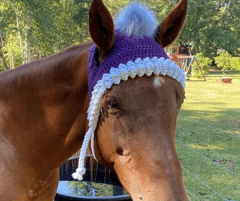 Own a Horse? Here Are Two Patterns For You To Crochet – A Hat & Ear Warmers | KnitHacker Horse Crochet Hat, Donkey Hat Crochet Pattern Free, Horse Hat Crochet Pattern Free, Crochet Horse Ear Bonnet, Crochet For Horses, Crochet Horse Accessories, Horse Hat Crochet, Horse Bonnet Crochet Pattern Free, Crochet Horse Pattern Free