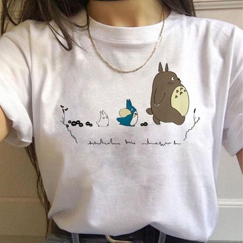 Totoro T Shirt, Miyazaki Hayao, Anime Tshirt, Cartoon T Shirt, Aesthetic T Shirts, Tshirt Fashion, Aesthetic Shirts, 90s Anime, Anime Shirt