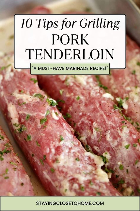 Indulge your taste buds with this mouthwatering grilled pork tenderloin marinade bursting with zesty lemon and fragrant herbs. Perfect for summer grilling, this marinade infuses tenderloin with citrusy brightness and savory notes, creating a tantalizing blend of flavors. Elevate your BBQ game with this simple yet sensational recipe that promises juicy, flavorful pork every time Grill Pork Tenderloin Recipes, Pork Loin Recipes Bbq Grilled, Pork Tenderloin On The Blackstone, Pork Tenderloin Bbq Recipes, Grilled Pork Loin Marinade, Pork Tenderloin Marinades, Best Pork Tenderloin Marinade Recipe, Pork Tenderloin Rub For Grill, Pork Tenderloin Recipes In Oven Bbq