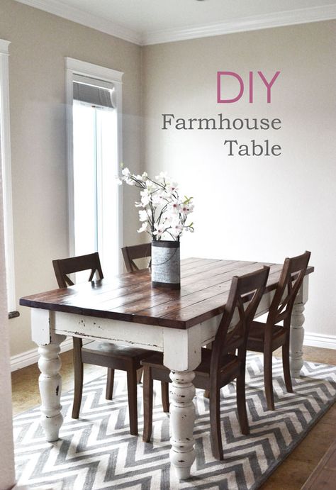 DIY farmhouse kitchen table I Heart Nap Time | I Heart Nap Time - Easy recipes, DIY crafts, Homemaking Two Tone Farmhouse Table, Farm Style Tables, Two Tone Dinner Table, Two Tone Wood Table, Plans For Farmhouse Table, Distressed Farmhouse Table, Diy Esstisch, Staining Furniture, Farmhouse Tables