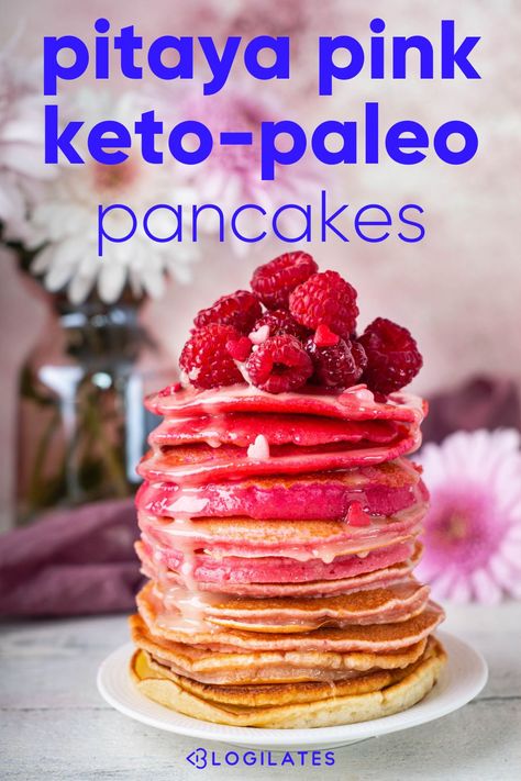 Healthy paleo pancakes made with pitaya are one of our favorite keto breakfast recipes! If you love keto pancakes or just love pink pancakes (we're guilty!) then you'll love this pitaya recipe for healthy pancakes from Blogilates. I mean... how gorgeous is that gradient color?? Pitaya Recipe, Pretty Pancakes, Pink Pancakes, Paleo Pancake Recipe, Keto Breakfast Recipes, Paleo Pancakes, Healthy Pancakes, Keto Pancakes, Pancakes Ingredients