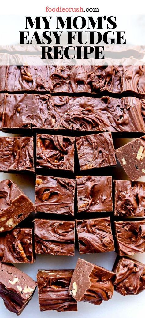 ...Fudge. Mmm... Best Easy Fudge Recipe, Foodiecrush Recipes, Fudge Christmas, Easy Fudge Recipe, Homemade Chocolate Fudge, Best Fudge Recipe, Marshmallow Fudge, Chocolate Fudge Recipe, Fudge Dessert