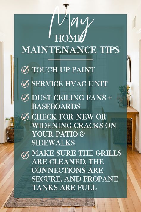 Here is your May home Maintenance checklist! The month of May is also electrical safety month, so now is great time to check your power strips and make sure they aren't overloaded. May Home Maintenance Checklist, June Home Maintenance Checklist, Home Maintenance Tips, Home Safety Tips, Real Estate Infographic, Home Maintenance Checklist, Maintenance Checklist, Hvac Unit, First Home Buyer