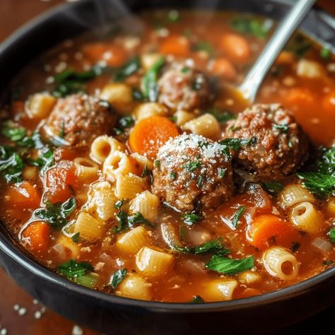 Italian Meatball Soup – Naomi's Recipes Meatball And Veggie Soup, Rice Meatball Soup, Chicken Meatball Tortellini Soup, Meatball Italian Soup, Soup With Mini Meatballs, Instant Pot Meatball Soup, Foodnetwork.com Recipes The Kitchen, Italian Meatball Soup Recipes, Italian Soup Crockpot