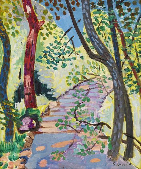 Isaac Grunewald, Expressionist Landscape, Stage Designer, Expressionist Art, Paintings I Love, Sketchbook Inspiration, Tree Painting, Graphic Artist, Art Stuff