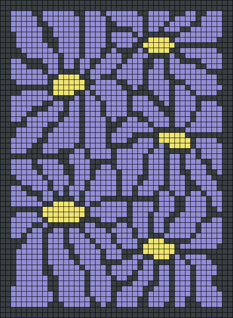 Plant Tapestry Crochet, Tulip Alpha Pattern, Alpha Bead Pattern, Flower Pixel Grid, Flower Crochet Grid, Pixel Graph Crochet Chart, Cottagecore Alpha Pattern, Floral Alpha Pattern, Crochet Pixel Art Pattern