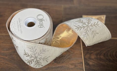 Ribbon For Wreath, Tree Ribbon, Christmas Tree Gift, Ribbon On Christmas Tree, Gold Snowflake, Glitter Ribbon, Silver Snowflakes, Tree Gift, Christmas Ribbon