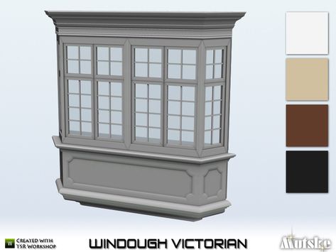 mutske's WinDough Window Bay Tall 3x1 Sims 4 Bay Window Cc, Sims 4 Bay Window, Ts4 Cottage, Colonial Wallpaper, Furniture List, Colonial Windows, Window Bay, Sims 4 Cottage, European Windows