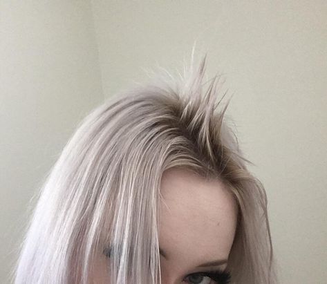 [Help] Finally bleached my hair one too many more times than it could handle and left with crown breakage! Not looking to chop it off. Any advice on what might help keep them down throughout the day until I grow them back out? Havent been a fan of the crusty look hairspray gives off. Crown Hair Style, Bayalage Hair, Bleach Damaged Hair, Hair Problem, Dyed Blonde Hair, Crown Hair, Extreme Hair, Work Hairstyles, Platinum Blonde Hair