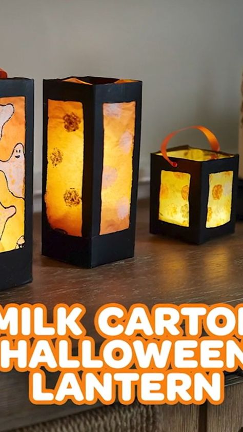 Crayola on Instagram: “If you’ve got it, haunt it! Upcycle a milk carton into a ghostly good DIY Halloween lantern that glows indoors or out. 👻 #crafts…” Halloween Lanterns Diy, Milk Carton Crafts, Craft Nights, Halloween Lantern, Kids Milk, Halloween Lanterns, Milk Carton, Craft Night, Milk Bottle