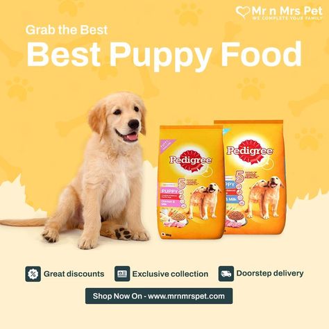 Buy Puppy dog food online at discounts from top brands like Pedigree, Me-O, Royal Canin, Farmina N&D, Hill's Pet Nutrition, Orijen, Arden Grange, Purina, Drools at Mr n Mrs Pet online pet store. All of our healthy, freshly prepared meals are delivered directly to your door. visit our site: mrnmrspet.com Call us:8955977977 Best Puppy Food, Packaging Snack, Pet Nutrition, Prepared Meals, Online Pet Store, Royal Canin, Animal Nutrition, Puppy Food, Veterinary Medicine