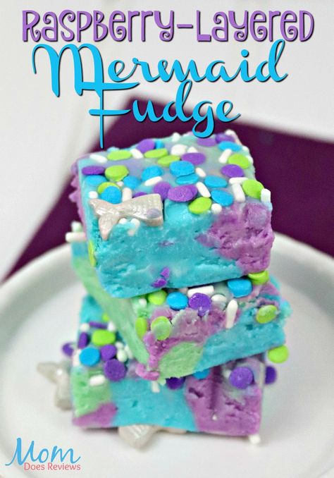 Magical Raspberry-Layered Mermaid Fudge - Mom Does Reviews Oh Fudge, New Year's Desserts, Fudge Recipes Easy, New Year's Food, Raspberry Recipes, Green Food Coloring, Party Desserts, Chocolate Fudge, Fudge Recipes