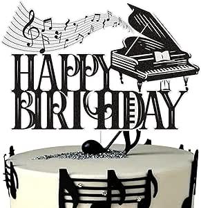 Music Piano Happy Birthday Cake Topper Black Glitter Musical Music Notes Cake Decoration Music Lover Theme Birthday Party Supplies for Musician Music Notes Cake, Music Note Cake, Bff Day, Birthday Greetings For Sister, Christian Sayings, Music Piano, Decorator Icing, Happy Birthday Cake, Theme Birthday Party