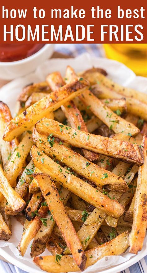 Applebees French Fry Seasoning, Healthy French Fries Baked, Healthy Homemade French Fries, Frenchfries Homemade Oven, Potatoe Fries In The Oven, How To Make The Best French Fries, Best Homemade Fries Oven Baked, Oven Baked Fries Recipe, Best Baked French Fries