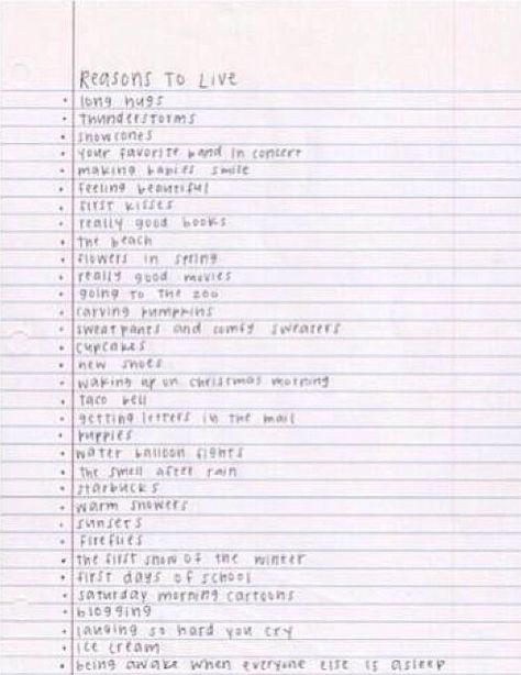 Reasons To Keep On Living, 100 Reasons To Not Commit, 100 Reasons To Live List, Live By This List, Things To Feel Alive, Reason To Stay Alive List, How To Feel Alive, 100 Reasons To Live, How To Feel Alive Again