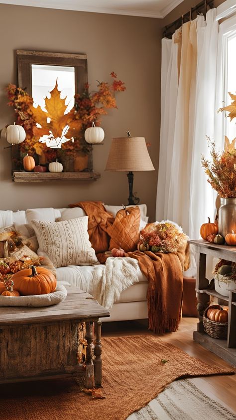 Fall Living Room Ideas, Christmas Wreath Designs, Normal House, Autumn Interior, Cozy Fall Bedroom, Neutral Fall Decor, Fall Living Room Decor, Fall Living Room, Fall Thanksgiving Decor