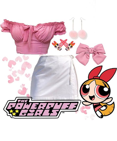 Blossom Powerpuff Halloween Costume, Blossom Powerpuff Outfit Ideas, Blossom Outfit Powerpuff, Buttercup Outfit Ideas, Blossom Powerpuff Outfit, Blossom Powerpuff Girl Costume, Powerpuff Girls Costume Diy, Blossom Powerpuff Costume, Blossom Halloween Costume