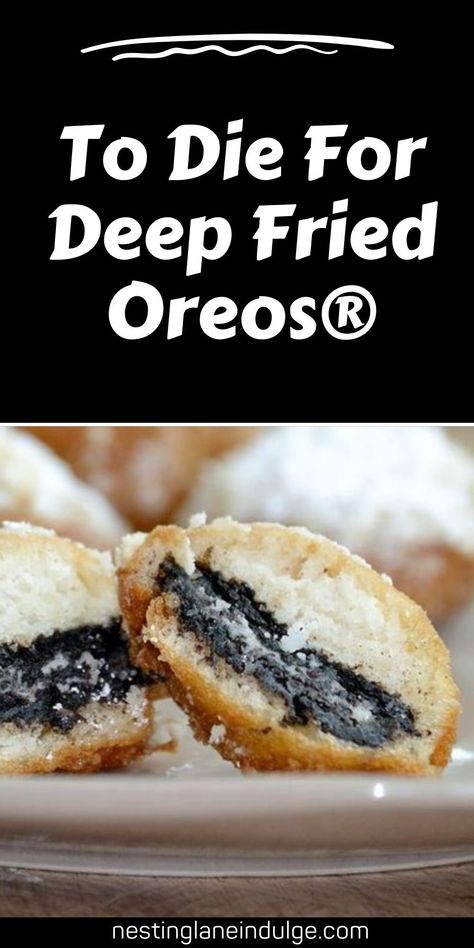 Bring the fair to your kitchen with this delightful Deep Fried Oreos recipe from Nesting Lane Indulge! This quick and easy dessert can be whipped up in just 30 minutes, using simple ingredients like Oreos, pancake mix, and powdered sugar. Perfect for a sweet snack or a unique party treat, these fried Oreos are will be a hit with guests and family alike. Dive into this American classic with a crispy, golden crunch with every bite! Discover the full recipe & indulge in a taste of nostalgia. Fried Desserts Easy, Deep Fried Oreos Recipe, Deep Fried Snacks, Fried Oreos Recipe, Fried Oreo, Deep Fried Oreos, Fried Dessert, Fried Oreos, Creamy Pudding