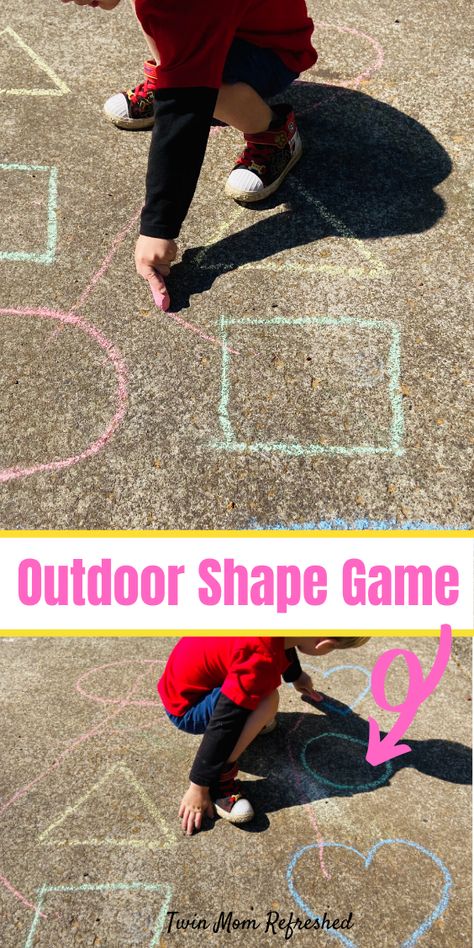 Outdoor Preschool, Game For Preschoolers, Toddler Meal Ideas, Shape Matching Game, Outdoor Activities For Toddlers, Outdoor Learning Activities, Shape Activities Preschool, Toddler Outdoor, Shape Games